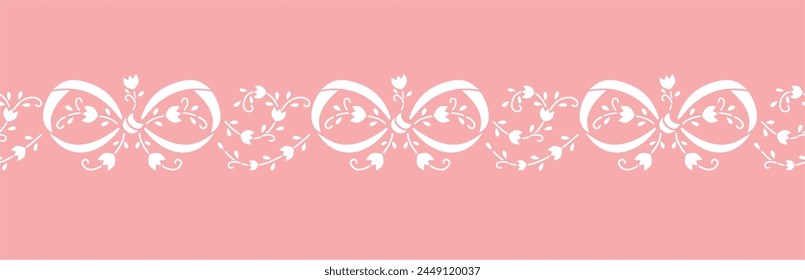 Floral Ribbon bow lace seamless pattern design 