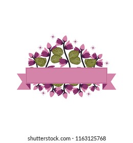 Floral Ribbons Banner with Beautiful Flower Decoration Illustration