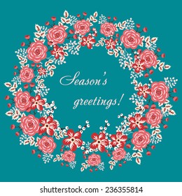 Floral ring - vector botanical greeting card template (vector background)