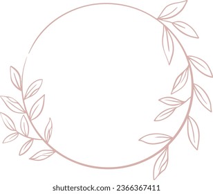 Floral ring wreath element, wedding logo, set of hand drawn flower wreath. 