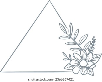Floral ring wreath element, wedding logo, set of hand drawn flower wreath. 