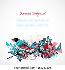 Floral romantic background template vector illustration