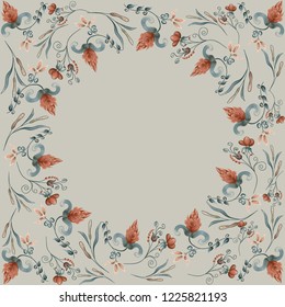 Floral romantic frame with vintage flowers.