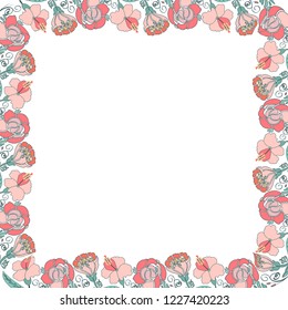 Floral romantic frame with vintage flowers.