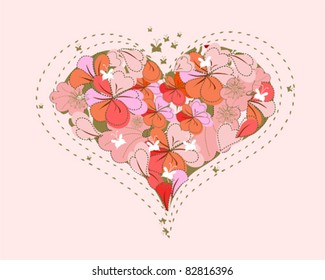 Floral romantic heart