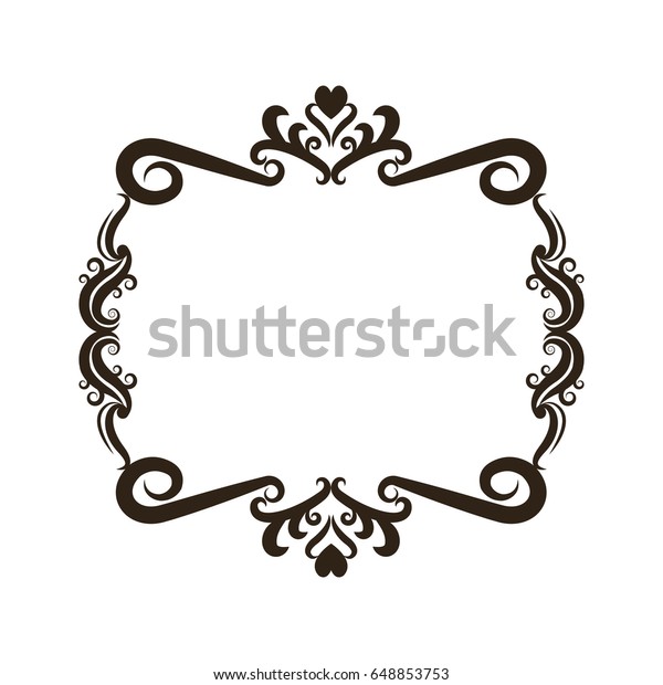 floral\
romantic heart ornament scrolls, frame\
element