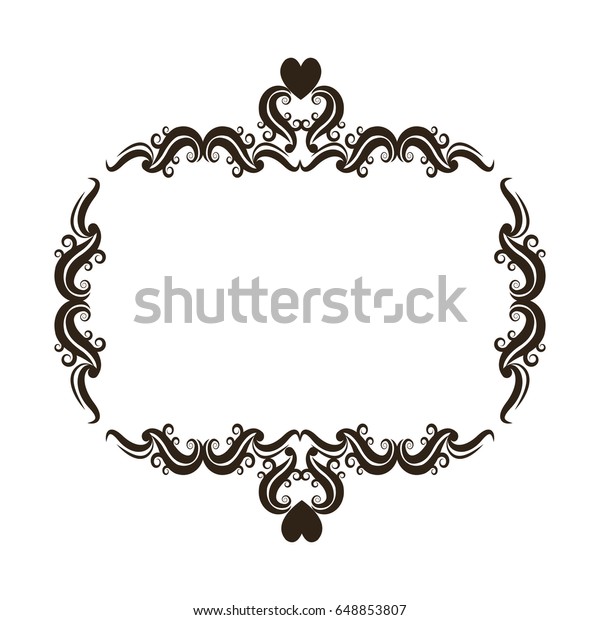 floral\
romantic heart ornament scrolls, frame\
element