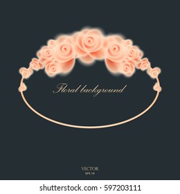 Floral romantic tender frame, roses, vector