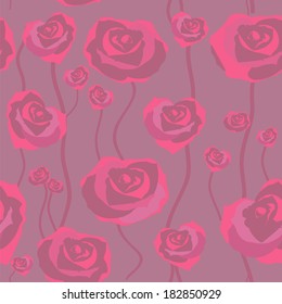 Floral rose background, seamless. Vector illustration