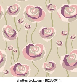 Floral rose background, seamless. Vector illustration