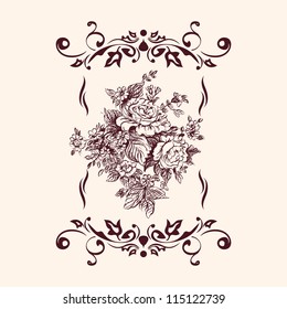 floral rose  background vintage drawing vector illustration