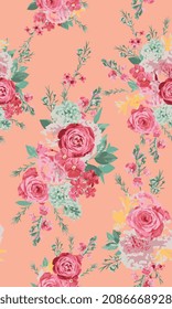 FLORAL ROSE SEAMLESS PATTERN DESIGN VECTOR SKETCH