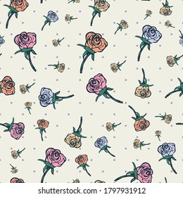 Floral Rose seamless pattern vector illustration for fashion, fabric, textile, wrapping paper, stationary etc.