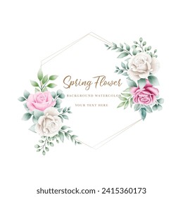 floral rose watercolor with geometric frame
