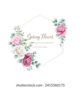 floral rose watercolor with geometric frame
