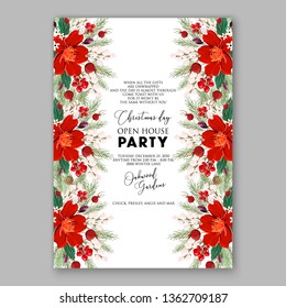 Floral rose wedding invitation vector card template peony ranunculus