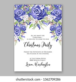 Floral rose wedding invitation vector card template peony ranunculus