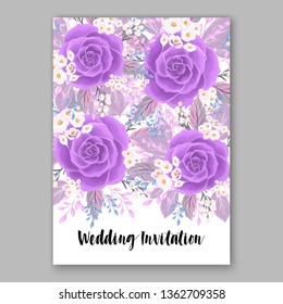 Floral rose wedding invitation vector card template peony ranunculus