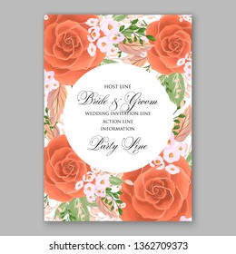 Floral rose wedding invitation vector card template peony ranunculus