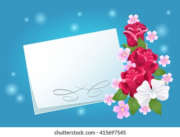 Floral roses background and card for an insert of the text