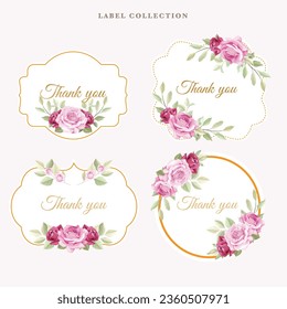 floral roses label design illustration