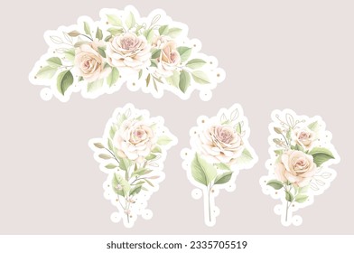 floral roses stickers element design