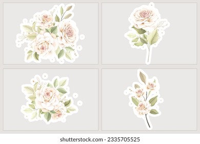 floral roses stickers element design