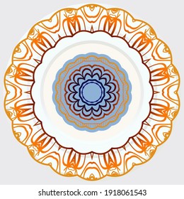 Floral rosette. Round mandala pattern. Vector illustration