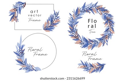 Floral round background with bluebells, lily of the valley, fern and place for text. Vector illustration on a kraft paper. Invitation, greeting card or an element for your design.