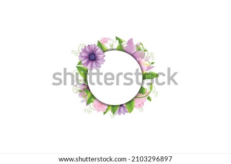 Similar – Round frames with tropical flowers and leaves