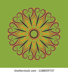 Floral round decorative symbol. Vintage decorative elements. Oriental pattern, vector illustration. Coloring book page. Circular pattern. Abstract background
