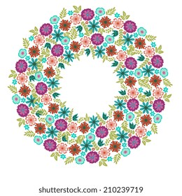 Floral round decorative vector wreath
