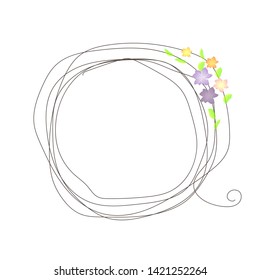 floral round frame for birthday, wedding, greetings