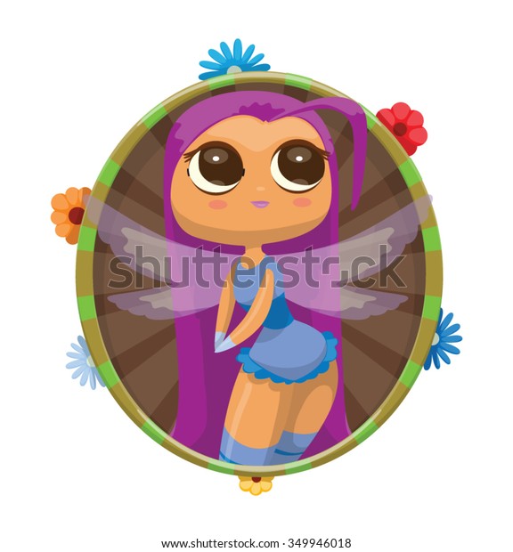 Floral Round Frame Cute Cartoon Female Stock Vector Royalty Free