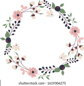floral round frame for events or framing cards. vector illustration