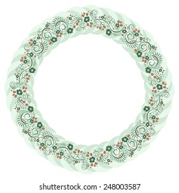 Floral round frame green. Decorative vector elements for design.