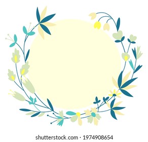 Floral round frame isolated decoration with flowers and leaves