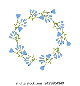 Blumenrunder Rahmen, Ornament, Frühlingsblume. Auf weißem, isoliertem Hintergrund. Für Ihr Postkartendesign, Einladungen, Glückwünsche