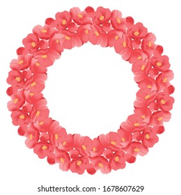 Floral round frame with place for text. Pink isolated element on white background. Great for decorating text frames, discounts, banners, flyers, flyers, greetings, invitations, logos, prints and more.