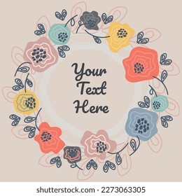 Floral round frame with soft colours can be used as idea
for wrapping paper, textile design, background, etc.
