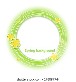 Floral round frame. Spring. Background with copyspace.