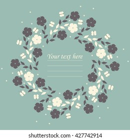 Floral round frame with stylish butterflies on fresh background can be used for greeting card, baby shower, invitation, cover and more designs.