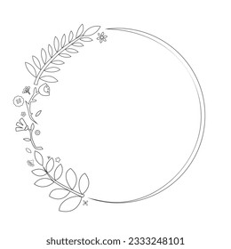Floral round frame vector illustration