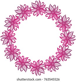 Floral round frame. Vector illustration.