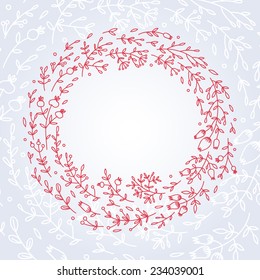 Floral round frame.Floral wreath in vector.