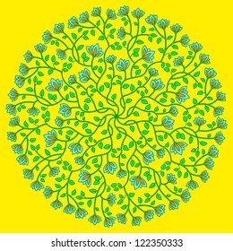 Floral round lace vector round