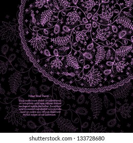 floral round lilac background