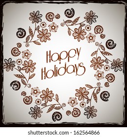 Floral round ornament for your greeting card