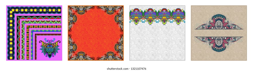 floral round pattern in ukrainian oriental ethnic style for your greeting card or invitation, template frame design for card, vintage lace doily, vector illustration