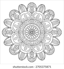 Página para colorear de mandala de forma redonda floral